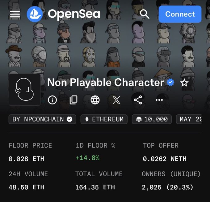 The image shows a table or spreadsheet with cryptocurrency prices labeled for Etherium. The text in the cell below the chart reads: "0.001 ETH → 0.03 ether (clean 30x) congrats if you minted @npconchain 14+ NFT collections, waitlist appliers, collab winners were eligible to mint and now it's playing out exactly like i said first people faded it, then the floor price went vertical same as Normies NFT are". The chart has a total of 10 rows, each displaying different cryptocurrency prices. These prices show the progress of the Etherium market over time.