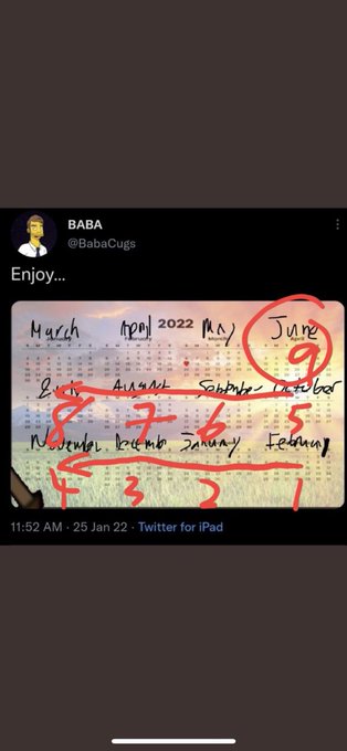 The image features a calendar with red writing, which appears to be a countdown for the year 2007. The text on the calendar indicates that there are 9 months left until the end of the year. The post also includes a Twitter handle, "Baba", and a message from the user, who is named "Sister".