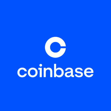 Coinbase logo displayed in white on a solid blue background.