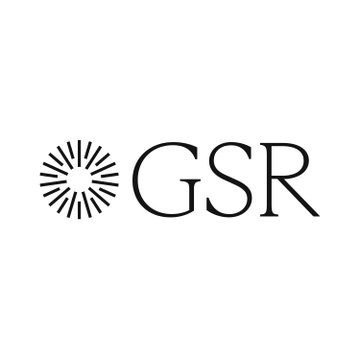 A black logo on a white background reads 'GSR' next to a sunburst-style icon.