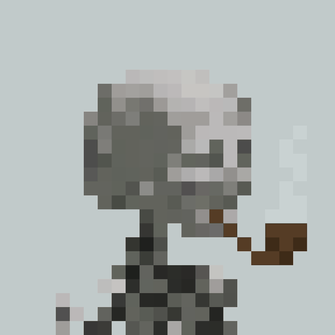 A low-resolution pixel art image showing a side profile of a character with dark hair and pale skin against a light background.