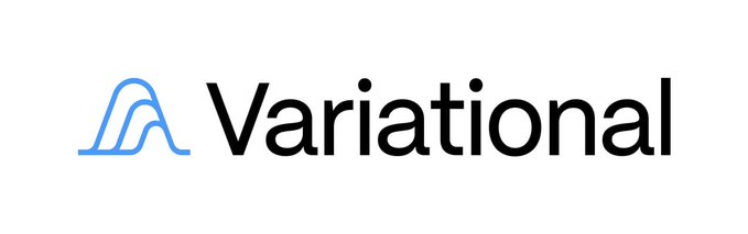 The image displays the Variational logo, featuring a stylized blue "A" icon next to the company name in black text. This branding corresponds to the announcement about Variational's VAR token launch, including details on the 32% airdrop allocation and tokenomics structure mentioned in the accompanying post.