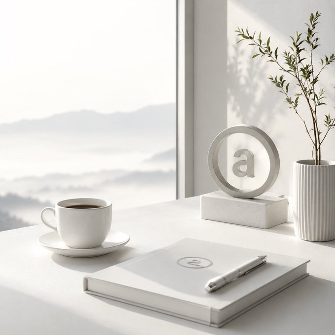 The image features a white desk with various objects, including a cup of coffee, a book, and a pen. The scene takes place near a window that overlooks mountains, creating an atmosphere of serenity and tranquility. The photo is titled "Good Morning Most opportunities don't look like opportunities when they're presented. They look uncertain. They look forgotten. That's why conviction is so rare. And why it's often rewarded." This title suggests the importance of taking advantage of opportunities that come our way, as they can lead to great things and make a significant impact on our lives.

The objects in the image are arranged neatly on the desk, with the cup of coffee placed next to the book and pen. The presence of these items conveys a sense of organization and preparedness for the day ahead.