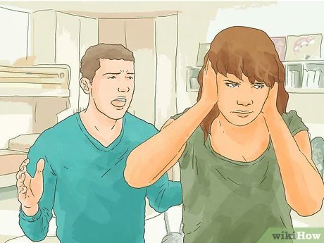 A wikiHow-style illustration shows a man speaking animatedly to a woman who is covering her ears with her hands, appearing frustrated and unwilling to listen—visually capturing the meme's sentiment of someone trying to rant about ETFs and meme coins ruining crypto while the audience tunes them out.