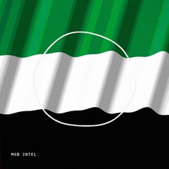 A minimalist graphic shows green, white, and black wavy stripes with a circular outline, with small text "HSB INTEL" at the bottom.
