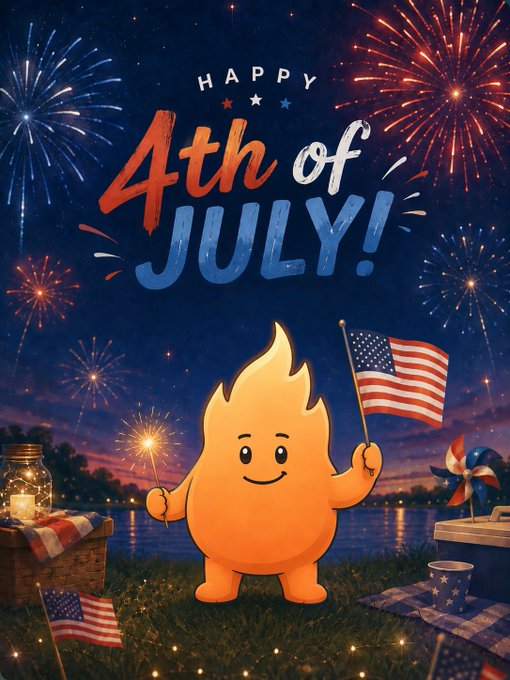 A cheerful flame character waves an American flag beside a picnic setup beneath colorful fireworks, with bold text reading "HAPPY 4th of JULY!" — illustrating the post's message of IGGY being ready for a festive and safe Independence Day celebration.