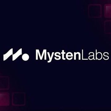 The Mysten Labs logo displayed on a dark purple background with subtle square patterns in the corners.