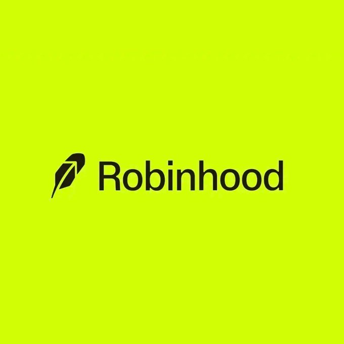 The Robinhood logo displayed on a bright lime green background with black text.
