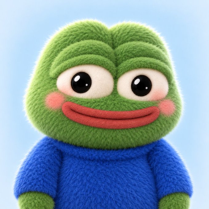 A 3D-rendered fuzzy green heart-shaped cartoon character with big eyes, pink cheeks, and a smile, wearing a blue fuzzy shirt.