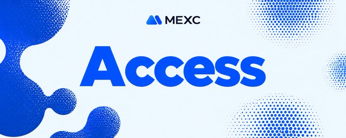 A promotional graphic with blue halftone patterns featuring the MEXC logo and the word 'Access' in large blue letters.