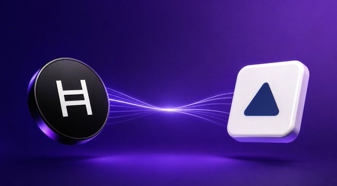 Hedera (HBAR) and Fireblocks logos connected by flowing energy lines against a purple background, visually representing the integration of Hedera's network into Fireblocks' institutional custody platform.