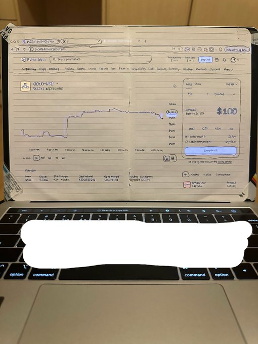 "For anyone wondering... Yes, you can switch tabs. After spending some time analyzing XAU/USD in @PythNetwork Terminal, I opened the @Polymarket Perps beta. Gold long. $100 position. The laptop may be broken, but the workflow remains the same".