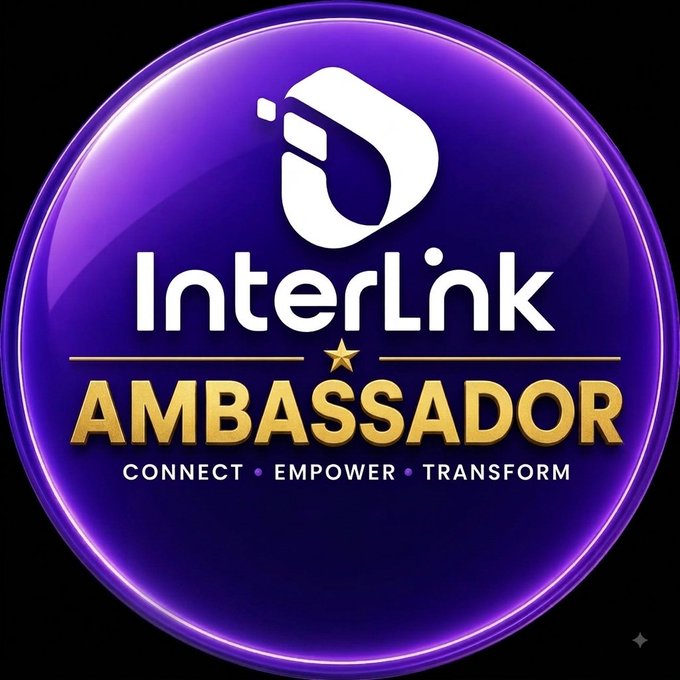 A purple badge logo for 'InterLink AMBASSADOR' with the tagline 'CONNECT • EMPOWER • TRANSFORM'.