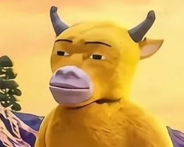 A smug-looking yellow bull character with a skeptical, side-eyed expression appears in the image, seemingly reacting with doubt or unimpressed skepticism to the post's claim that BSC has finally reached a 100M memecoin milestone after a year of trying.