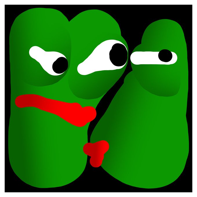 An AI-generated illustration of two green, blob-like characters with large eyes and red mouths against a black background.