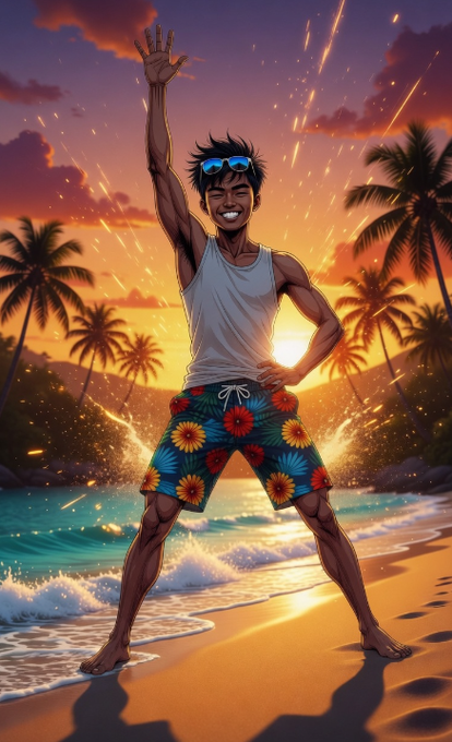 The image features a man standing on a beach with his arms raised high above his head, wearing swim trunks and sunglasses. The background of the image shows palm trees and waves crashing onto the shoreline. The caption for the image reads "GM CT An interesting paradox is: DeFi was created to optimize capital flow, but much of the liquidity is used inefficiently @TermMaxFi focuses on: * one-click leverage * combinatorable yields * capital efficiency". This post seems to be discussing the concept of DeFi and its potential benefits in terms of optimizing capital flow.