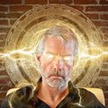 A determined older man with glasses and a gray beard stands against a glowing circular portal and brick wall background, evoking the iconic Wizard of Oz imagery of the man behind the curtain—suggesting a revelation or unveiling in the post about Strategy (formerly MicroStrategy) selling 1,690 Bitcoin while still holding 840,447 BTC.