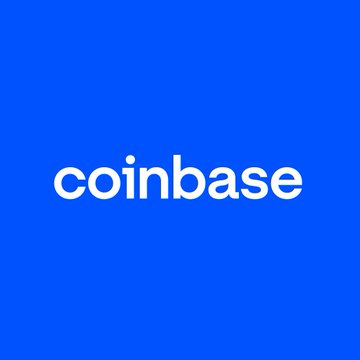 The image features the Coinbase logo in white text on a blue background, representing the company's brand as it launches its international tokenization hub in Abu Dhabi to bring traditional securities onchain.
