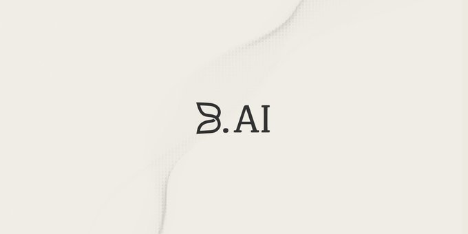 The image features a logo for B.AI, which stands out against a light gray background. The logo consists of a stylized "B" with an "A" below it, creating a visually striking design. The text "B. AI" is written in black, and there are two small images placed beneath the logo - one depicting a bird and another showing a wave-like pattern. These elements add to the overall aesthetic appeal of the logo.