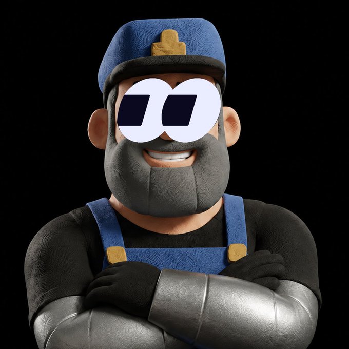 A 3D-rendered cartoon character resembling Mario dressed in blue overalls and cap with a metal jaw, arms crossed, and large rectangular sunglasses obscuring his eyes against a black background.