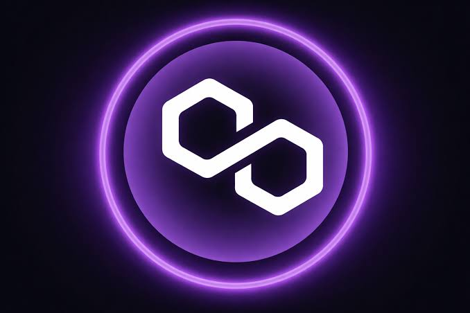 A white infinity-like logo is centered inside a purple glowing circle against a black background.