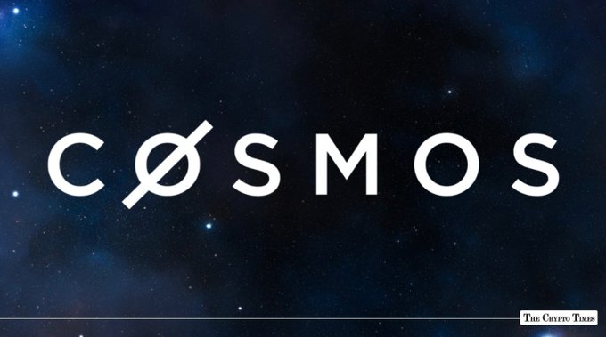 The 'CØSMOS' logo displayed in white text against a starry deep space background, with 'THE CRYPTO TIMES' watermark in the corner.