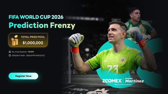 The image features an advertisement for the FIFA World Cup 2026 featuring two soccer players, one of which is wearing a green jersey with the number 73. The ad also includes text about turning $200 into $185K to make a difference during the last World Cup.