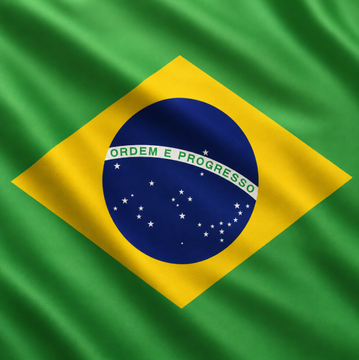 The image shows the waving national flag of Brazil, featuring its iconic green field, yellow diamond, and blue celestial globe with the white banner reading "ORDEM E PROGRESSO." The flag visually represents Brazil as the country at the center of the news about its central bank implementing new anti-fraud rules delaying large crypto transfers.