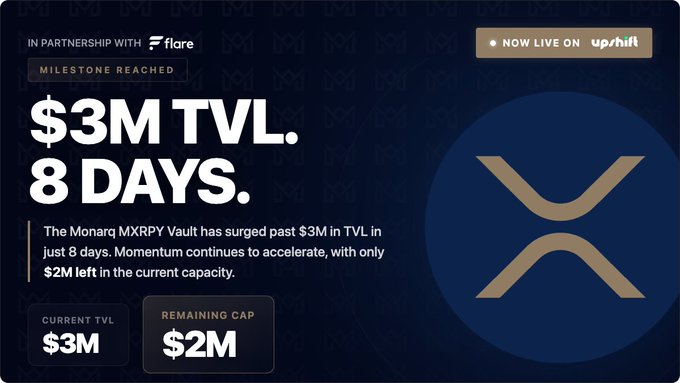 ursi logo and text on a black background, with a blue circle containing the word "XR" and a price tag of $3M TVL for 8 days.