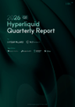 A dark, green-toned cover page for the "HYPE Q2 2026 Quarterly Report," featuring a faint silhouette of a bull in the background, with text at the top displaying "Q2 26," "Hyperliquid Quarterly Report," and the Hyperliquid logo. The image serves as the title slide for the accompanying financial summary post.