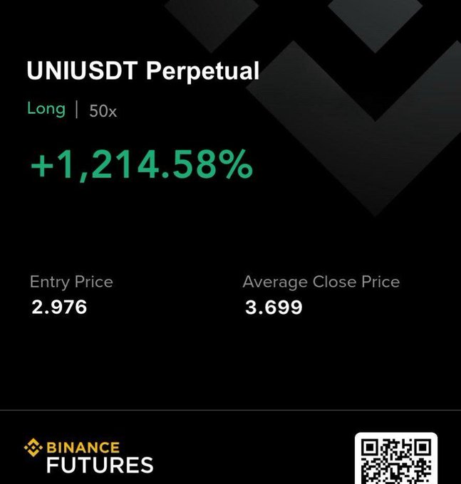 The image features a black square with various text, including the hashtag #UNI Going As Analyzed, along with numbers such as 1,214.58% All Take Profits Achieved Massive Congrats To AllSubscribe Interested In The VIP #BTCUSD #Crypto #Bitcoin #BCH #Xaubgf", along with an update to a cryptocurrency. It appears that the image has been edited or manipulated for some reason and may not accurately represent the original content of the post.
