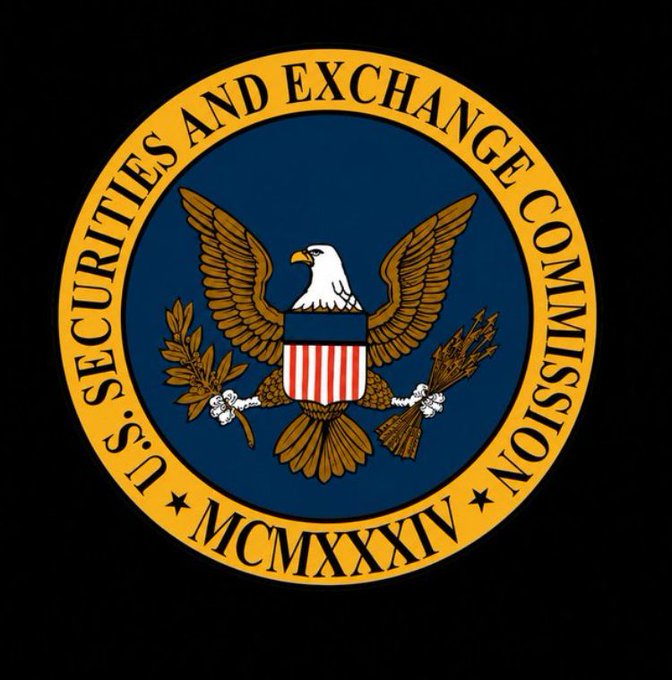 The official seal of the U.S. Securities and Exchange Commission, featuring a bald eagle with a shield, olive branch, and arrows, with "U.S. SECURITIES AND EXCHANGE COMMISSION" and "MCMXXXIV" (1934) inscribed around the border.