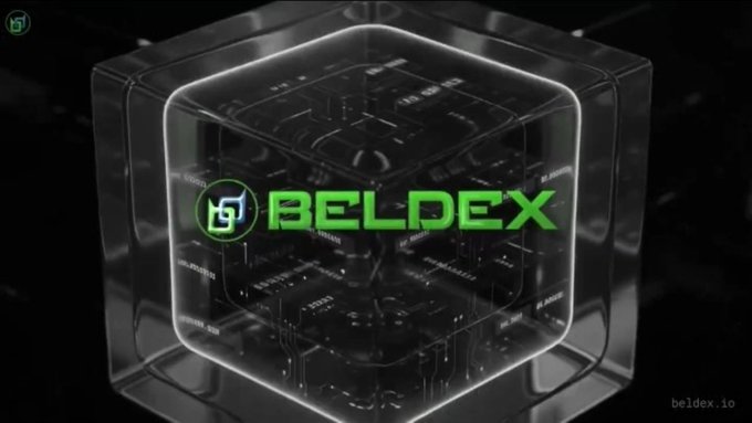 The image displays the BeldexCoin logo within a transparent cube, symbolizing a complete privacy infrastructure rather than a bolted-on feature, with the website "beldex.io" visible in the corner. This visual directly represents the concept of Beldex building an entire ecosystem for privacy, as mentioned in the accompanying post.
