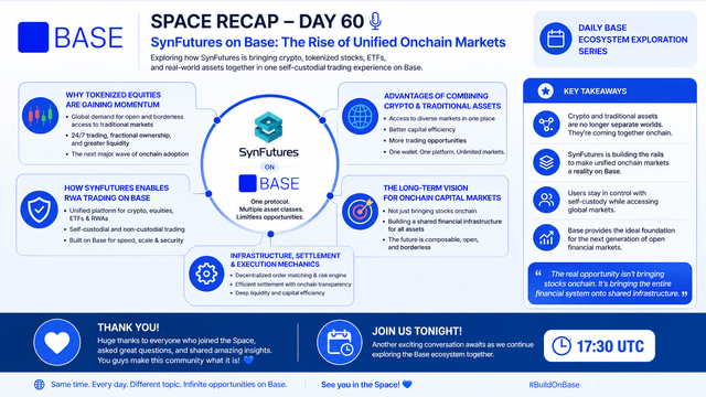 The image shows a white poster with blue text, which appears to be a summary or explanation of a day's worth of information about Base. The poster includes various bullet points that provide details about the company and its services. One of the bullet points highlights the importance of Base in the financial industry, stating that it is becoming the home for open financial infrastructure. This implies that Base is playing a significant role in shaping the future of finance by providing an accessible and transparent platform for users to manage their finances securely and efficiently.