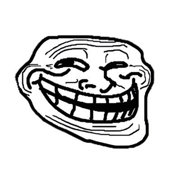 A black-and-white line drawing of the classic "Trollface" meme—a grinning, smirking face with a wide, toothy smile—symbolizes the playful, mischievous spirit of meme coins like $TROLL on Solana, $WOJAK on Ethereum, $CASHCAT on Robinhood, and $UTYA on TON Blockchain featured in the post.