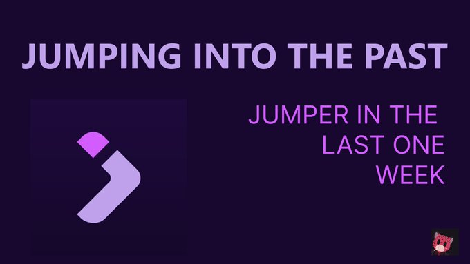 A dark purple graphic displays the text 'JUMPING INTO THE PAST' and 'JUMPER IN THE LAST ONE WEEK' next to an arrow logo.