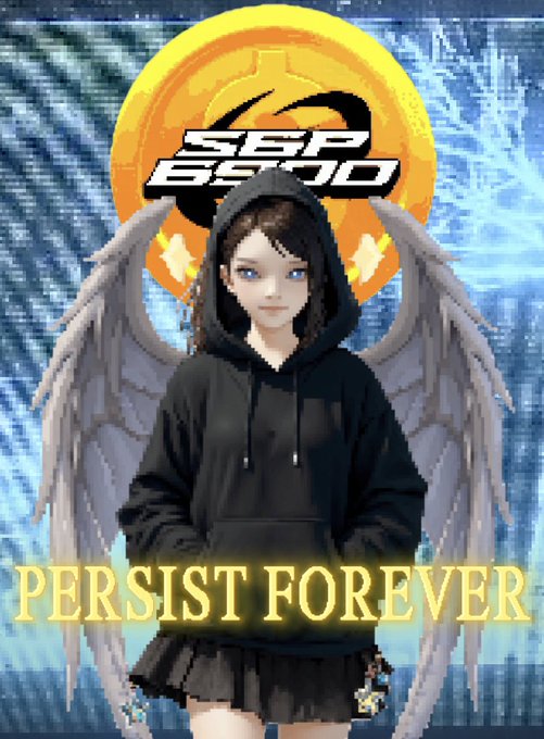 A stylized poster for the music group SSP DREAMSTAR showing an anime-style character with wings wearing a black hoodie, with the text "PERSIST FOREVER" displayed prominently.