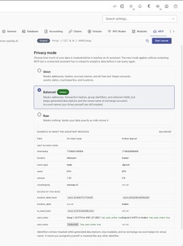 A browser settings page displays a 'Privacy mode' popup warning that 'Media addressed, tracked and held identity, and personal fields, inc. login password, have been auto-filled' while masking sensitive information like credit card details.
