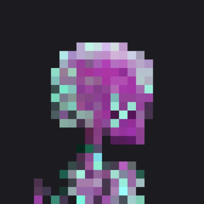 A pixel-art style flower in shades of purple, magenta, and mint green with a curving stem appears against a dark gray background, representing the "Argonaut" NFT that recently sold for 40 ETH (~$107,360).