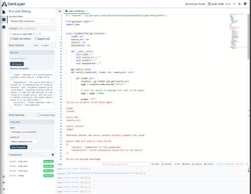 A screenshot of the AutoGen Studio interface for AI agent debugging and development, showing an asset chat playground with a workflow diagram and config setting on the left.