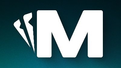 The image displays a white "M" logo with three small flag-like icons on its left side against a dark teal background, representing PlayOnMint and the $MNTD token. This visual branding ties into the post's discussion of $MNTD's role within the ecosystem, symbolizing the transparent supply structure, staking, and community incentives referenced in the breakdown.