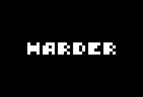 The word "HARDCORE" in a white pixelated font against a solid black background.