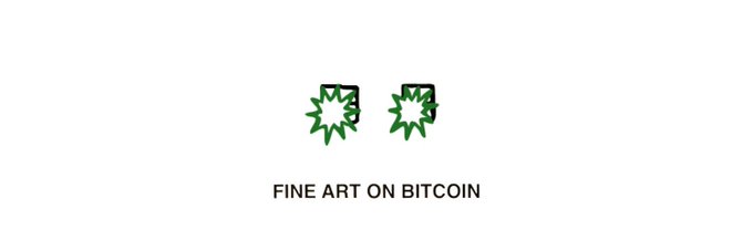 The image presents a pair of earrings designed by an artist, both featuring unique shapes resembling stars or leaves with vibrant green hues. The earrings are made out of a material that resembles Bitcoin, which symbolizes the artist's fascination with digital currency. The post also suggests that these earrings can be found on someone who appreciates fine art and has an interest in Bitcoin.