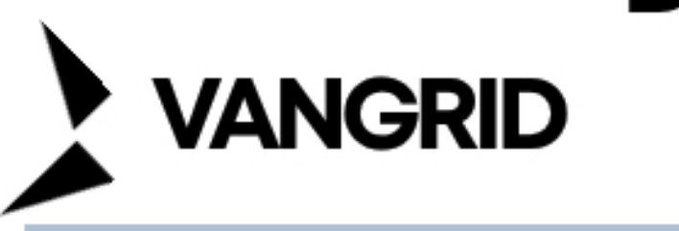 The logo for VANGRID, featuring bold black text alongside a geometric arrow-like symbol.
