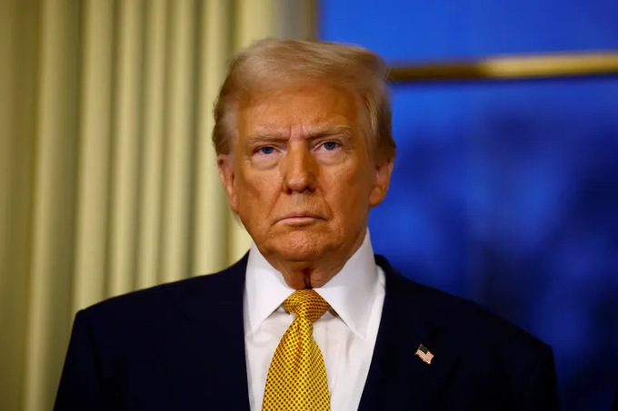 This image shows Donald Trump, who is referenced in the post about Trump Media's $238 million Q2 loss and shifting crypto strategy.