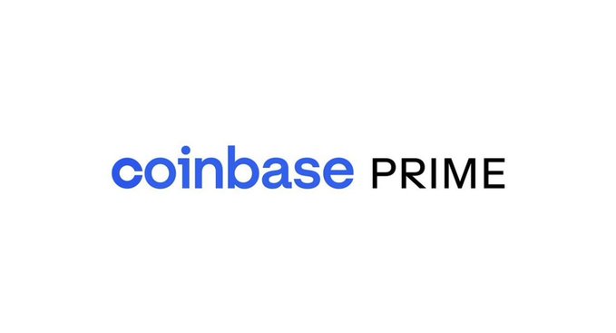 The image shows a logo for a cryptocurrency exchange called "Coinbase Prime". The logo features two blue circles with the word "Coinbase" written inside them. The text "prime" suggests that this platform operates as a central exchange, allowing users to trade and manage their crypto assets through it.