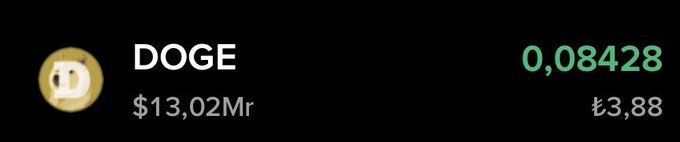 A digital clock with a green second hand is visible near the bottom of the image. The main part of the image contains text that reads "DOGE $13,02002Mr", which seems related to the value of the cryptocurrency.