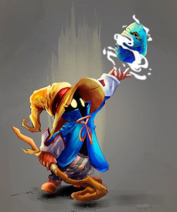 A costumed character wearing a large wizard hat and blue robes conjures a glowing, cracked egg-like orb surrounded by mystical smoke, paired with the post's optimistic "Gm" (good morning) greeting to evoke a magical start to the day.