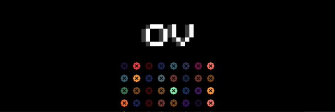 A pixel art countdown timer showing "04" above a grid of colored circles each marked with an X, set against a black background.