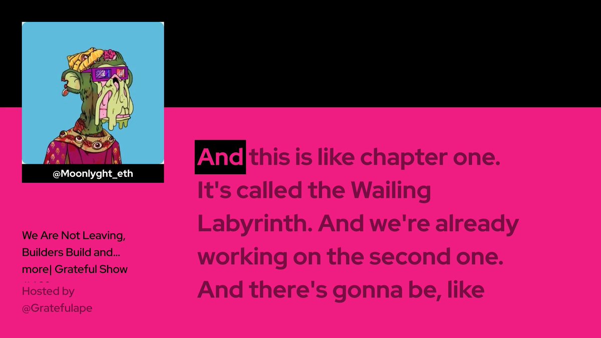 The image features a pink background with black text that reads "And this is like chapter one." The caption below the image provides context about the post, stating that it's related to a game called @OtherEggGenesis by @Moonlyght and mentions a short clip from the game.